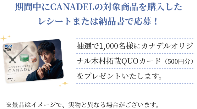 期間中にCANADELの対象商品を購入したレシートまたは納品書で応募！